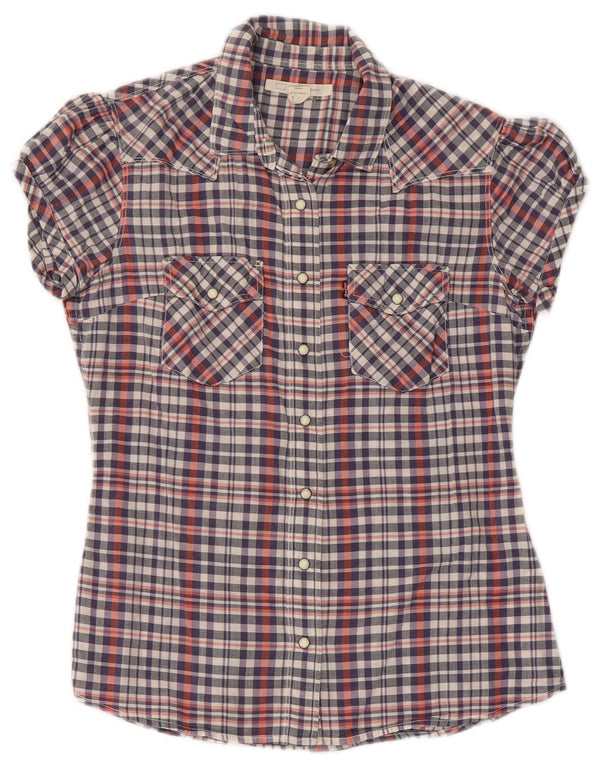 Camicia a maniche corte da donna Levi's UK 10 piccolo cotone a quadri multicolore