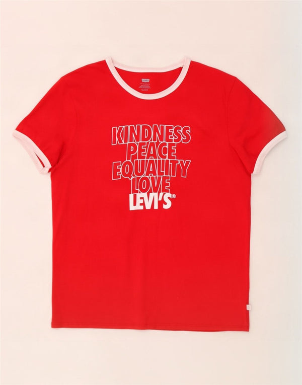 T-shirt grafica da donna Levi's Top UK 18 XL rosso cotone