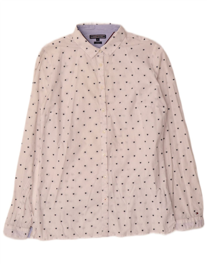 Camicia da donna Tommy Hilfiger US 8 cotone maculato bianco medio