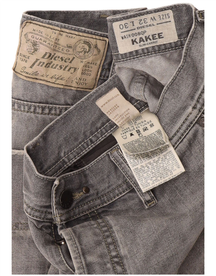 Diesel Uomo Kakee Carrot Slim Jeans W32 L30 Cotone Grigio