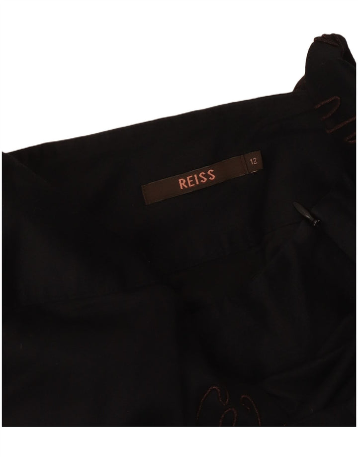 Gonna a trapezio da donna Reiss UK 12 media W26 nera geometrica
