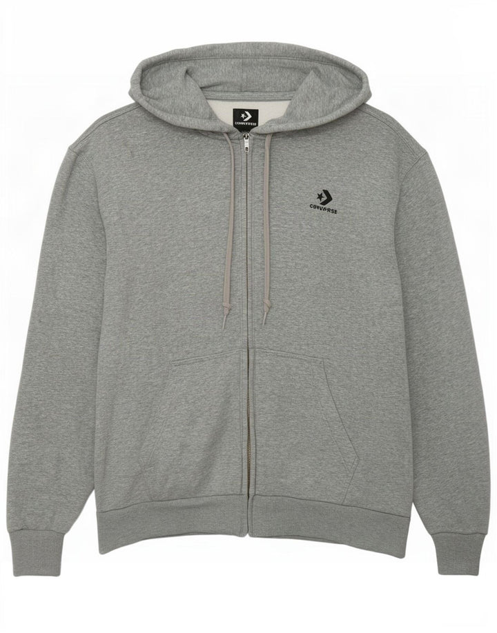 Maglione con cappuccio e zip da donna Converse UK 14 Cotone chiazzato grigio medio