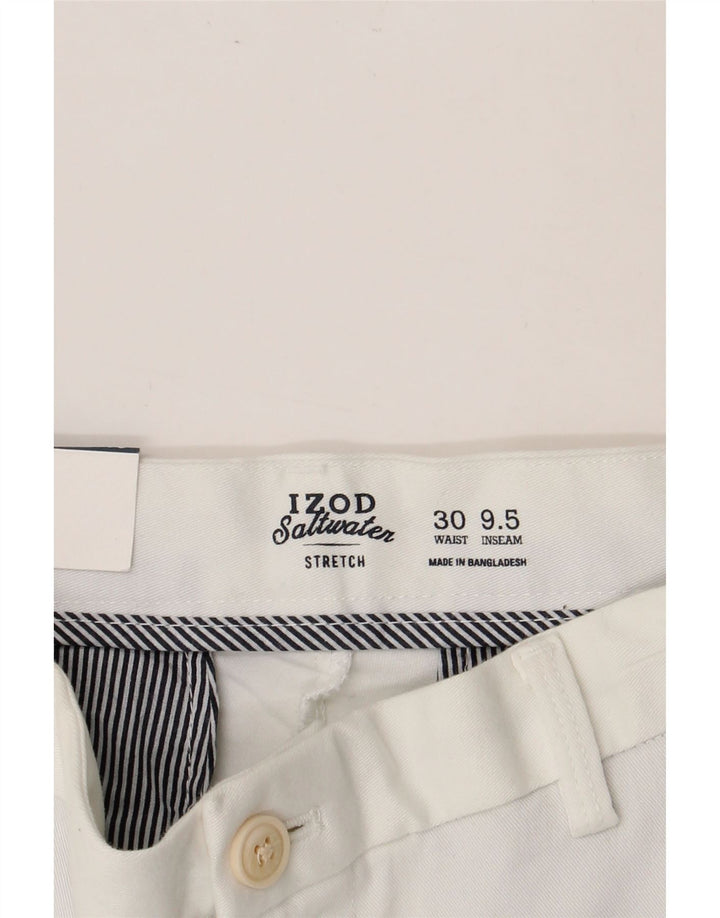 IZOD Mens Salt Water Chino Shorts W30 Medium White Cotton Vintage Izod and Second-Hand Izod from Messina Hembry 