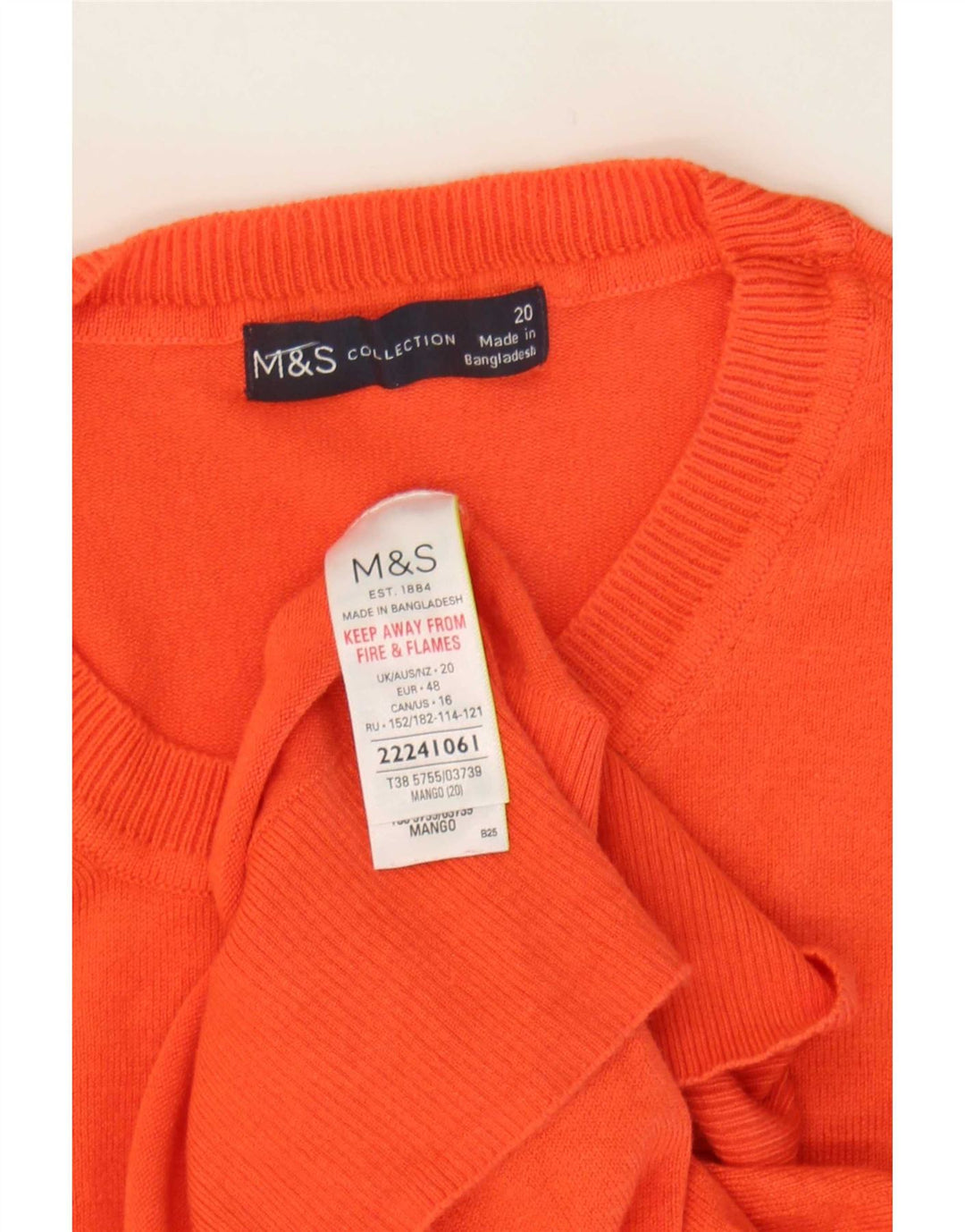 Maglione maglione girocollo da donna Marks & Spencer UK 20 2XL Arancione