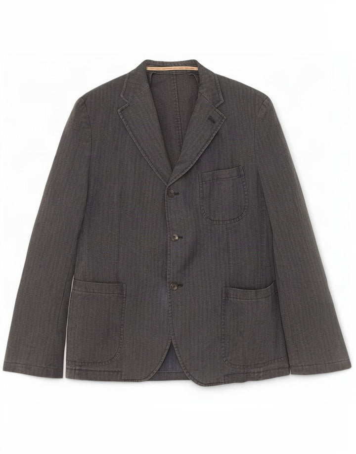 Vintage Mens 3 Button Blazer Jacket IT 52 XL Grey Pinstripe Cotton
