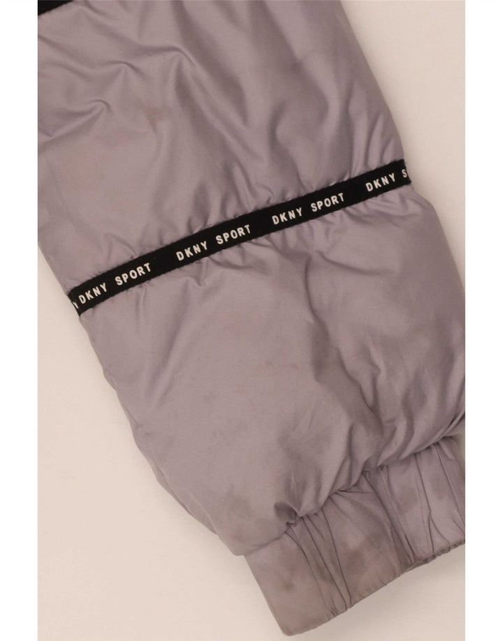 Giacca imbottita con cappuccio grafico da donna Dkny UK 12 Poliestere grigio medio