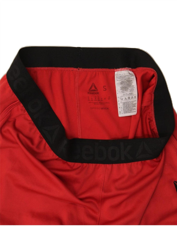 REEBOK Womens Graphic Sport Shorts UK 8/10 Small  Red Polyester Vintage Reebok and Second-Hand Reebok from Messina Hembry 