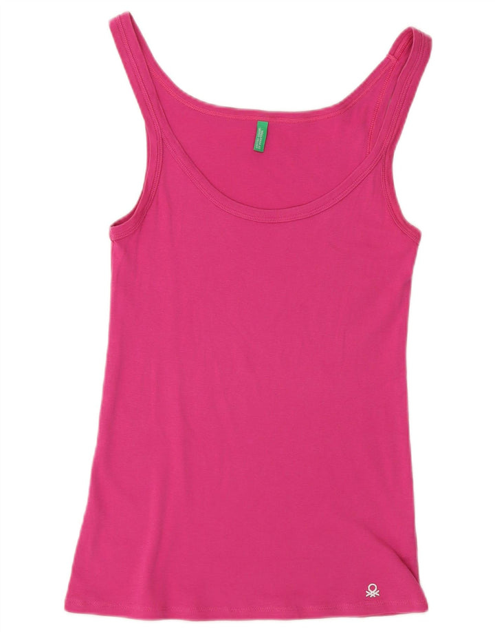 Canotta da donna Benetton UK 14 grande cotone rosa