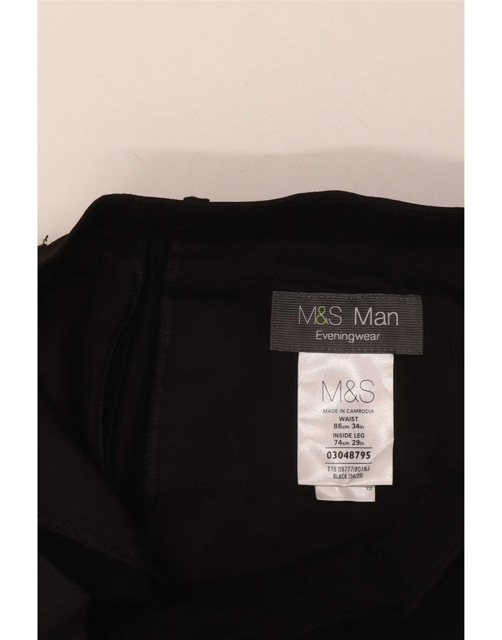Pantaloni casual dritti da uomo Marks & Spencer W34 L29 poliestere nero