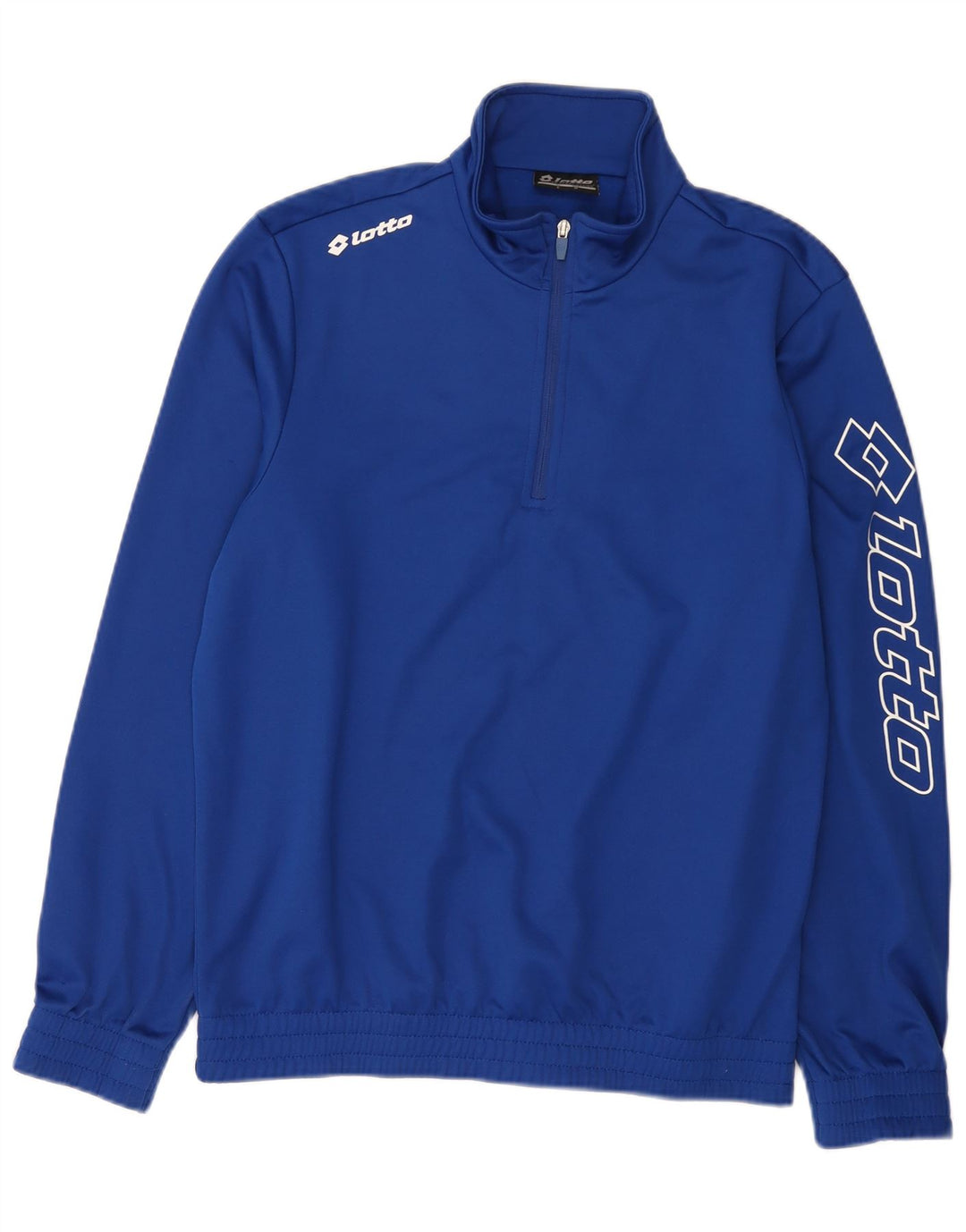 Felpa da uomo con collo grafico con zip Lotto Maglione blu medio in poliestere