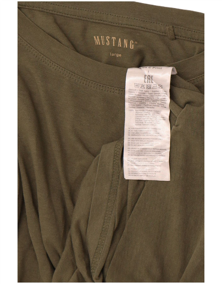 MUSTANG Mens T-Shirt Top Large Khaki Cotton