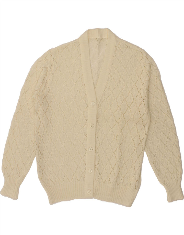 VINTAGE Womens See Through Cardigan Sweater UK 14 Large Off White Vintage Vintage and Second-Hand Vintage from Messina Hembry 