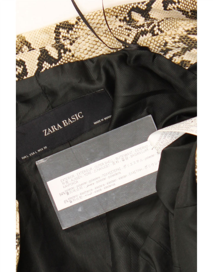 Giacca blazer da donna Zara UK 14 Grande poliestere con stampa animalier beige