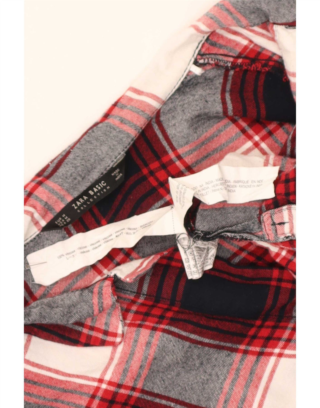 Camicia in flanella pullover lunga da donna Zara UK 14 Viscosa a quadri rossi medi