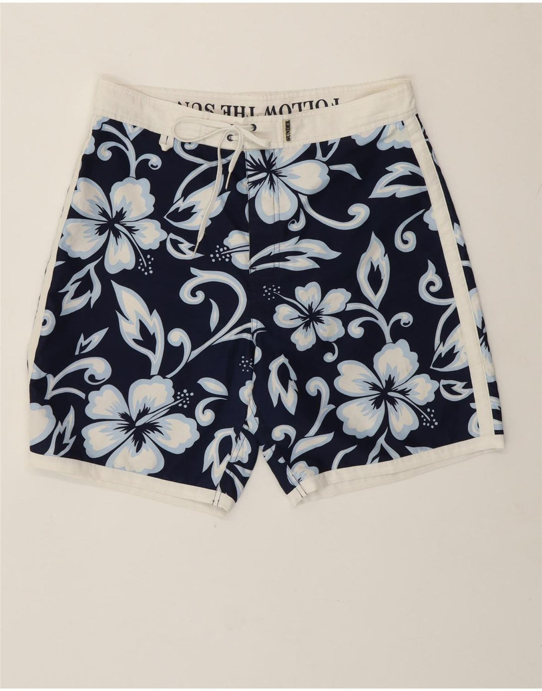 Pantaloncini da bagno da uomo Sundek medio blu navy floreale poliestere hawaiano
