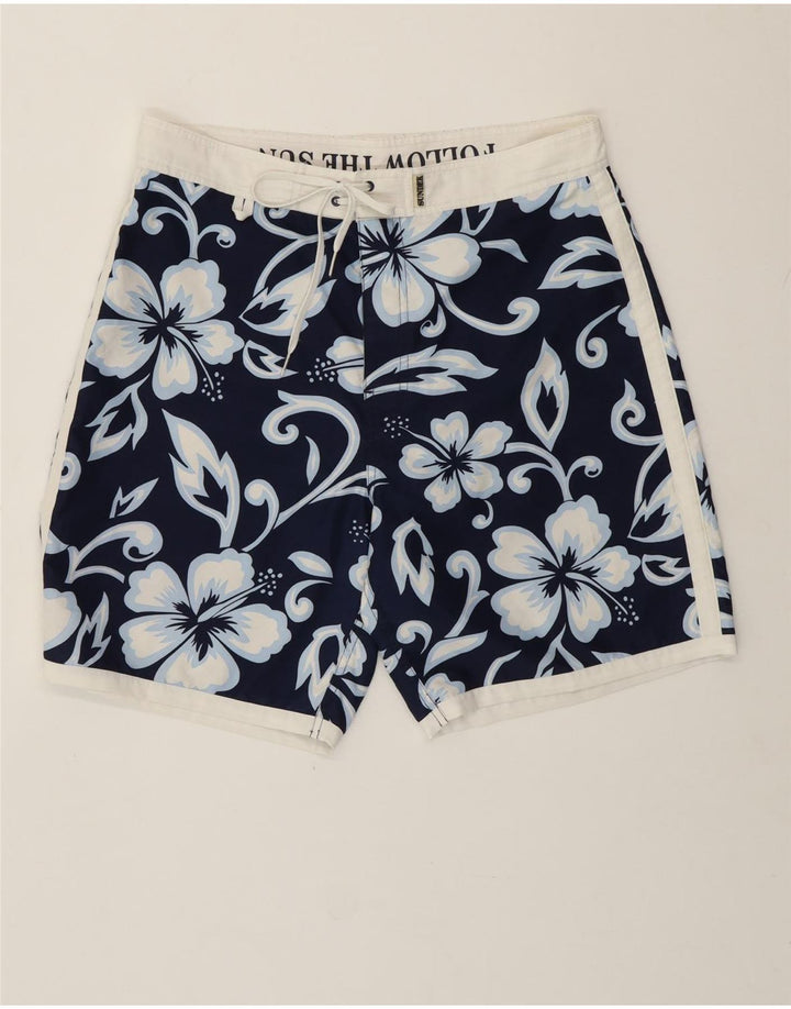 Pantaloncini da bagno da uomo Sundek medio blu navy floreale poliestere hawaiano