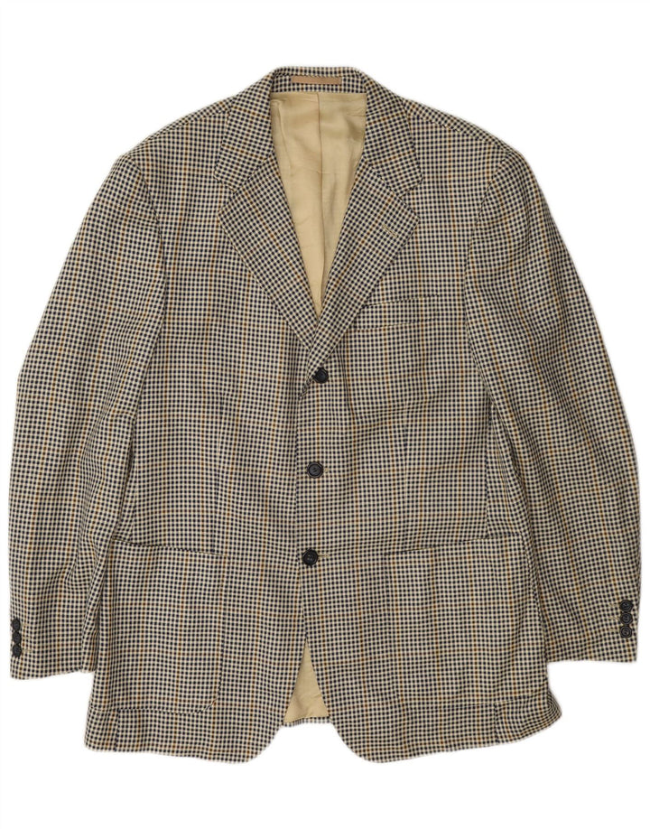 Giacca blazer da uomo a 3 bottoni Massimo Dutti UK 40 grande pied de poule beige