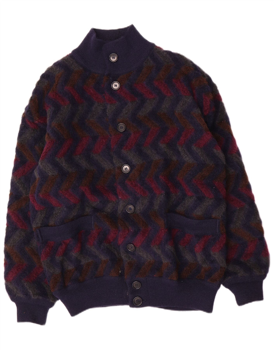 Maglione cardigan reversibile da uomo Missoni IT 48 Chevron medio blu navy