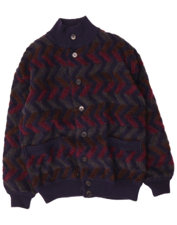 Maglione cardigan reversibile da uomo Missoni IT 48 Chevron medio blu navy