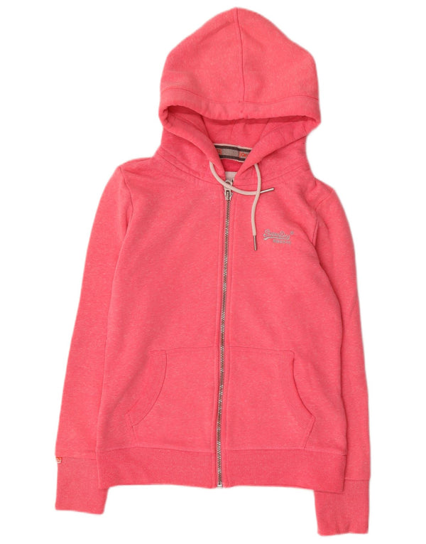 Maglione con cappuccio e zip da donna SUPERDRY UK 12 Cotone rosa medio