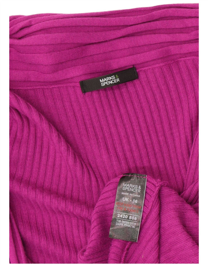 Maglione cardigan aperto asimmetrico da donna Marks & Spencer UK 16 grande rosa