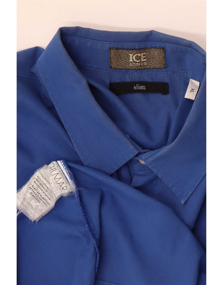 Camicia slim da uomo Iceberg XL in cotone blu