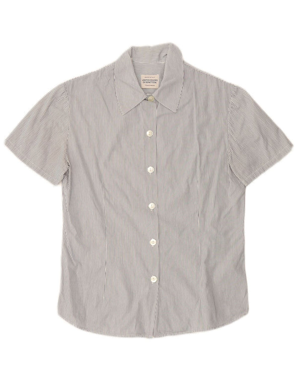 Camicia a maniche corte da donna BENETTON UK 12 Gessato grigio medio
