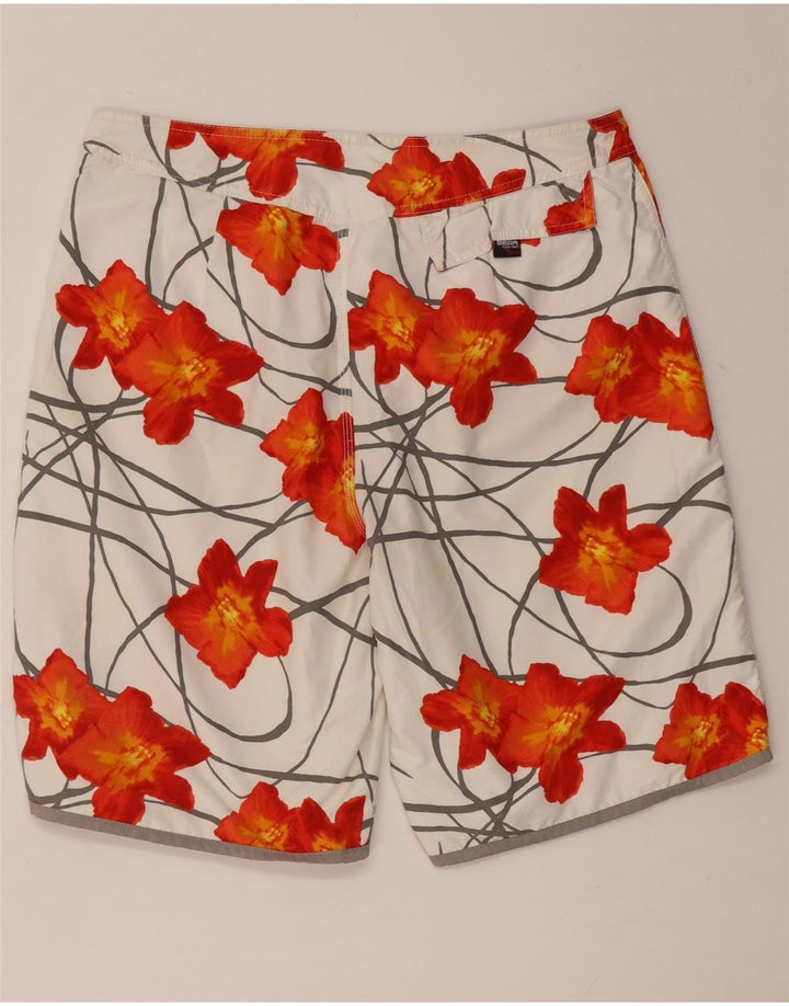 Pantaloncini da bagno reversibili da uomo Bear in poliestere bianco medio