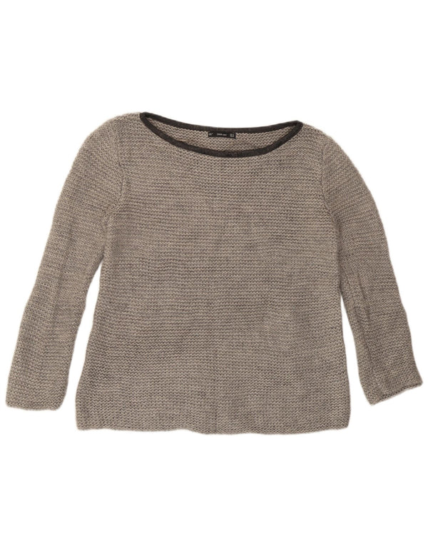 Maglione maglione con scollo a barca da donna Zara UK 14 Grigio medio