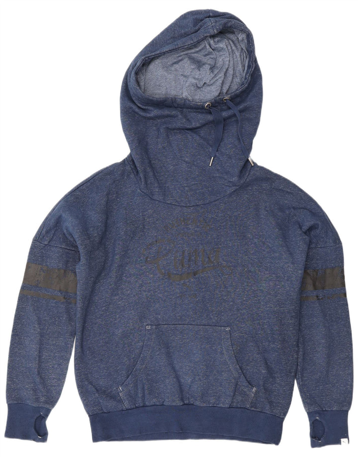 PUMA Felpa con cappuccio oversize da donna UK 12 Medium Navy Blue Flecked