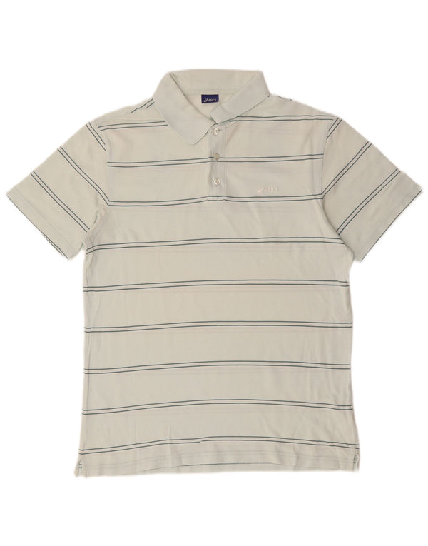 Polo ASICS da uomo in cotone a righe bianche medie