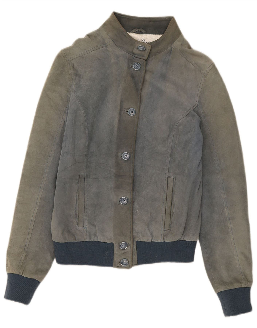 Bomber da donna in pelle scamosciata Emanuele Curci IT 44 Grigio medio Colourblock