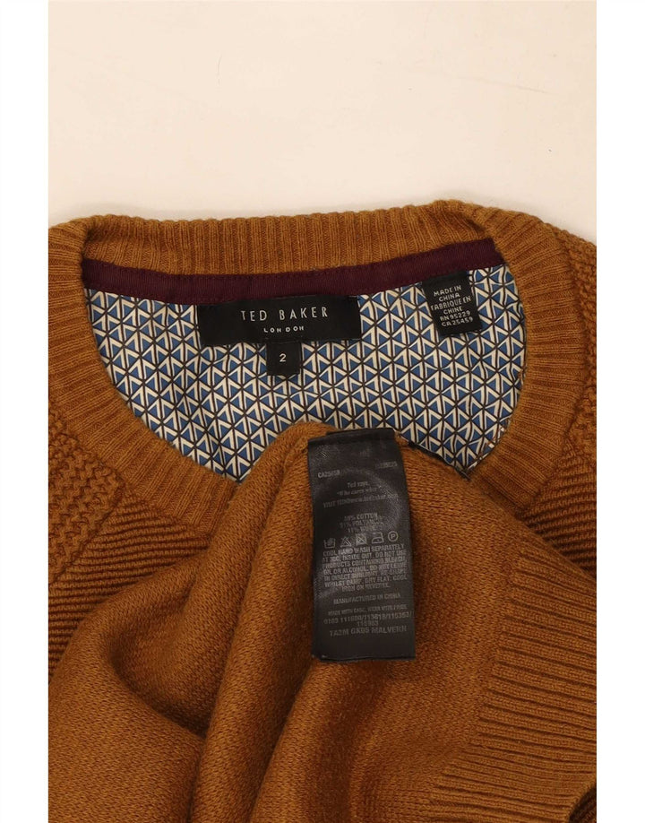 Maglione maglione girocollo da uomo Ted Baker taglia 2 piccolo cotone beige