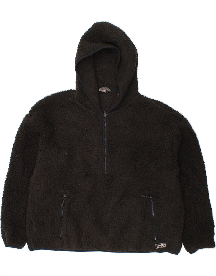 EDDIE BAUER Womens Oversized Hooded Fleece Jumper UK 18 XL Black Polyester Vintage Eddie Bauer and Second-Hand Eddie Bauer from Messina Hembry 
