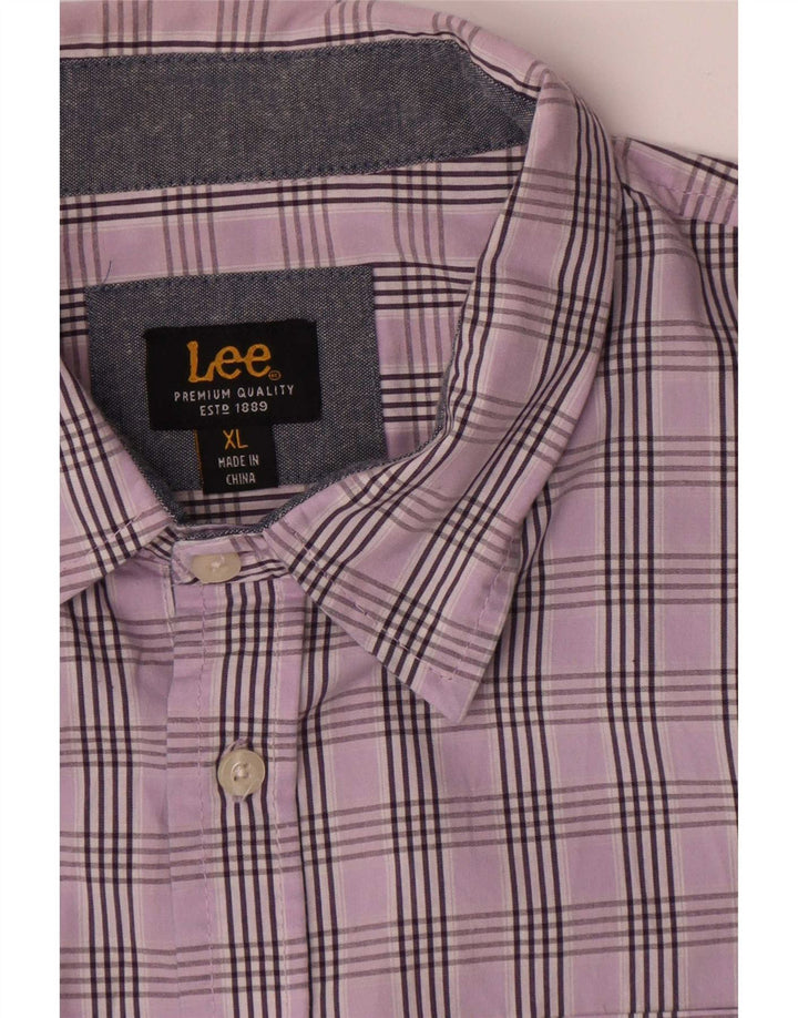 Camicia da uomo Lee XL in cotone a quadri viola