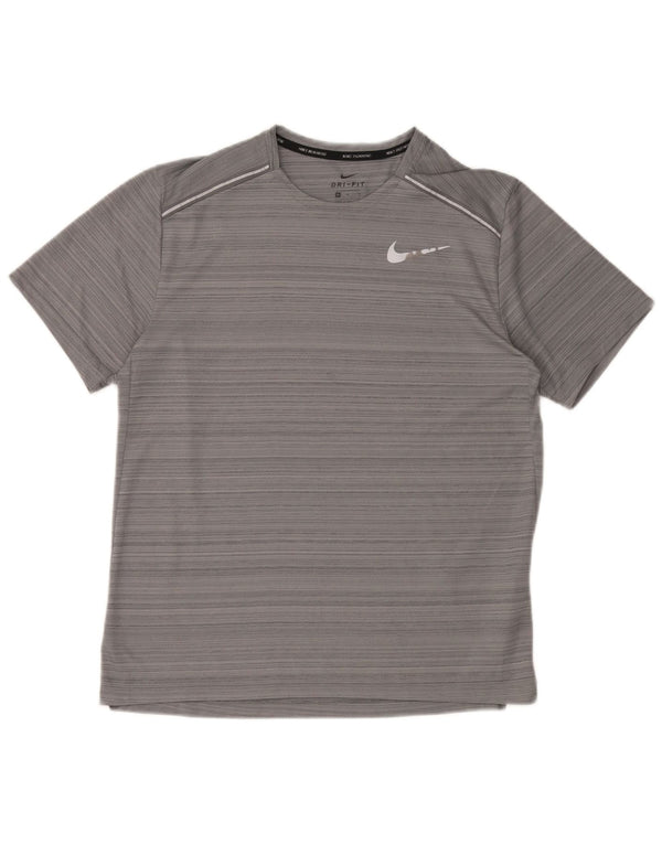 T-shirt Nike da uomo Dri Fit in poliestere a righe grigio medio