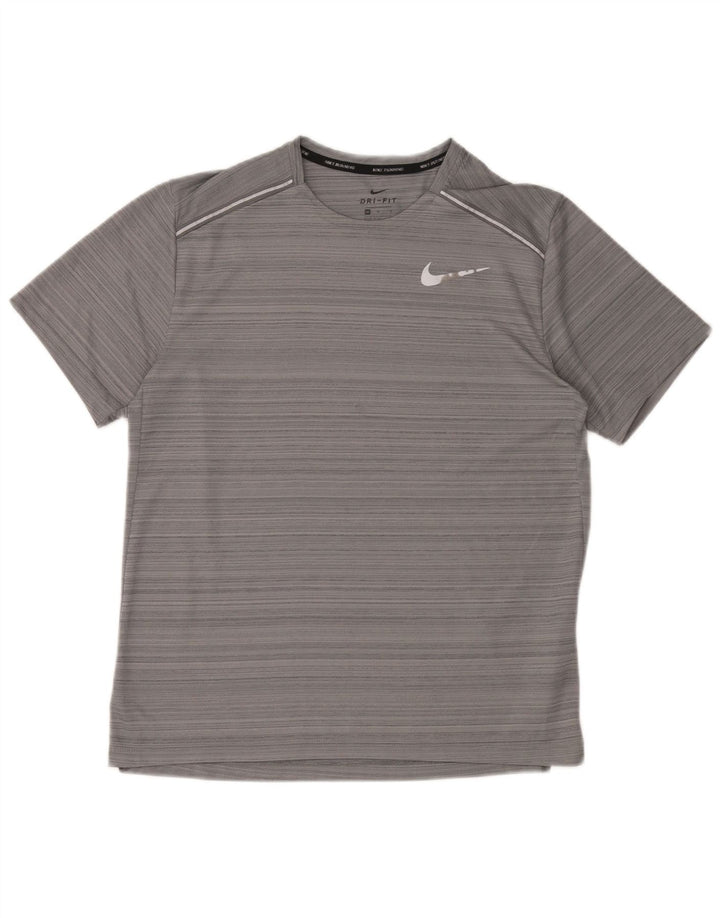 T-shirt Nike da uomo Dri Fit in poliestere a righe grigio medio