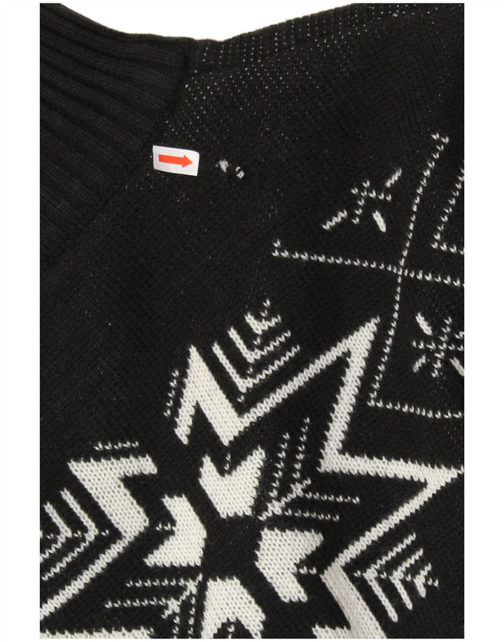 Maglione da uomo VINTAGE con zip e collo in poliacrilico medio nero Fair Isle