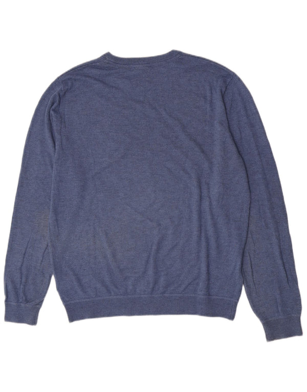 Maglione da uomo con scollo a V geografico Napapijri XL in viscosa blu