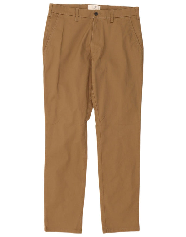 Pantaloni chino dritti da uomo Marks & Spencer W32 L31 cotone beige