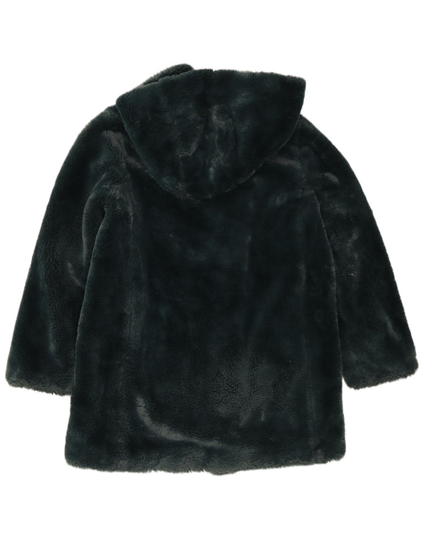Dkny Cappotto oversize da donna in pelliccia sintetica con cappuccio oversize UK 6 XS Verde poliestere