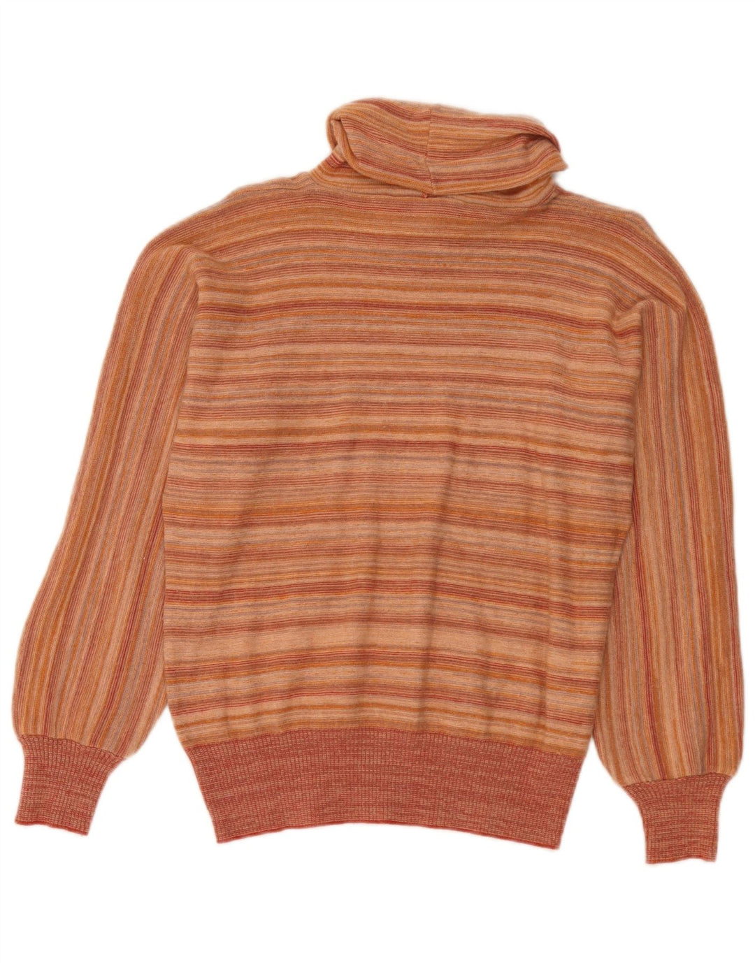 Maglione maglione vintage da donna con collo alto IT 44 a righe arancioni medie