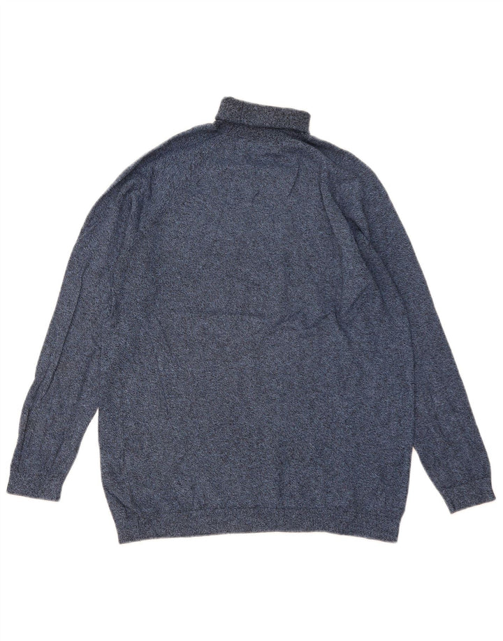 Maglione maglione collo alto da uomo Zara in viscosa screziata blu medio