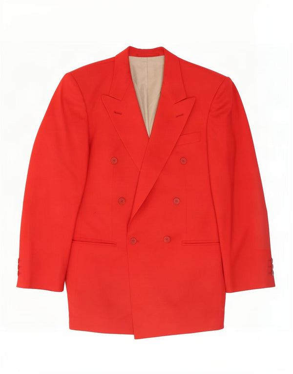 Giacca blazer doppiopetto vintage da uomo IT 48 lana vergine rossa media