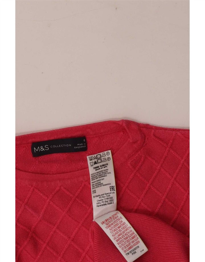 Maglione maglione girocollo vestibilità regolare da donna Marks & Spencer UK 8 piccolo rosso