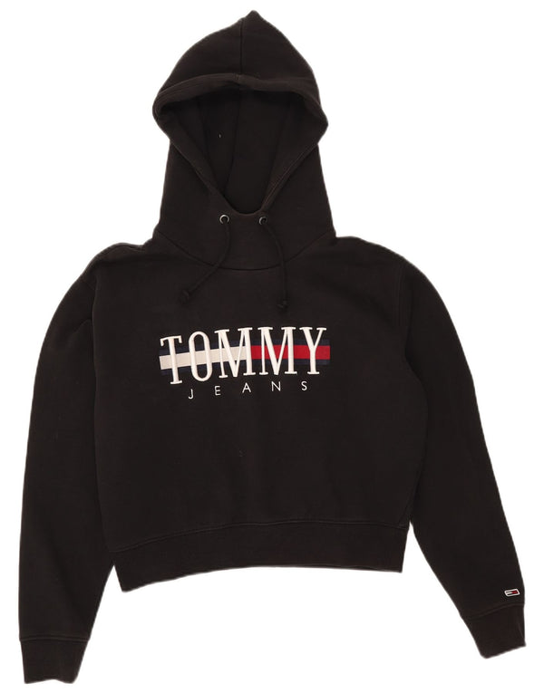 Maglione con cappuccio grafico corto da donna Tommy Hilfiger UK 10 piccolo nero