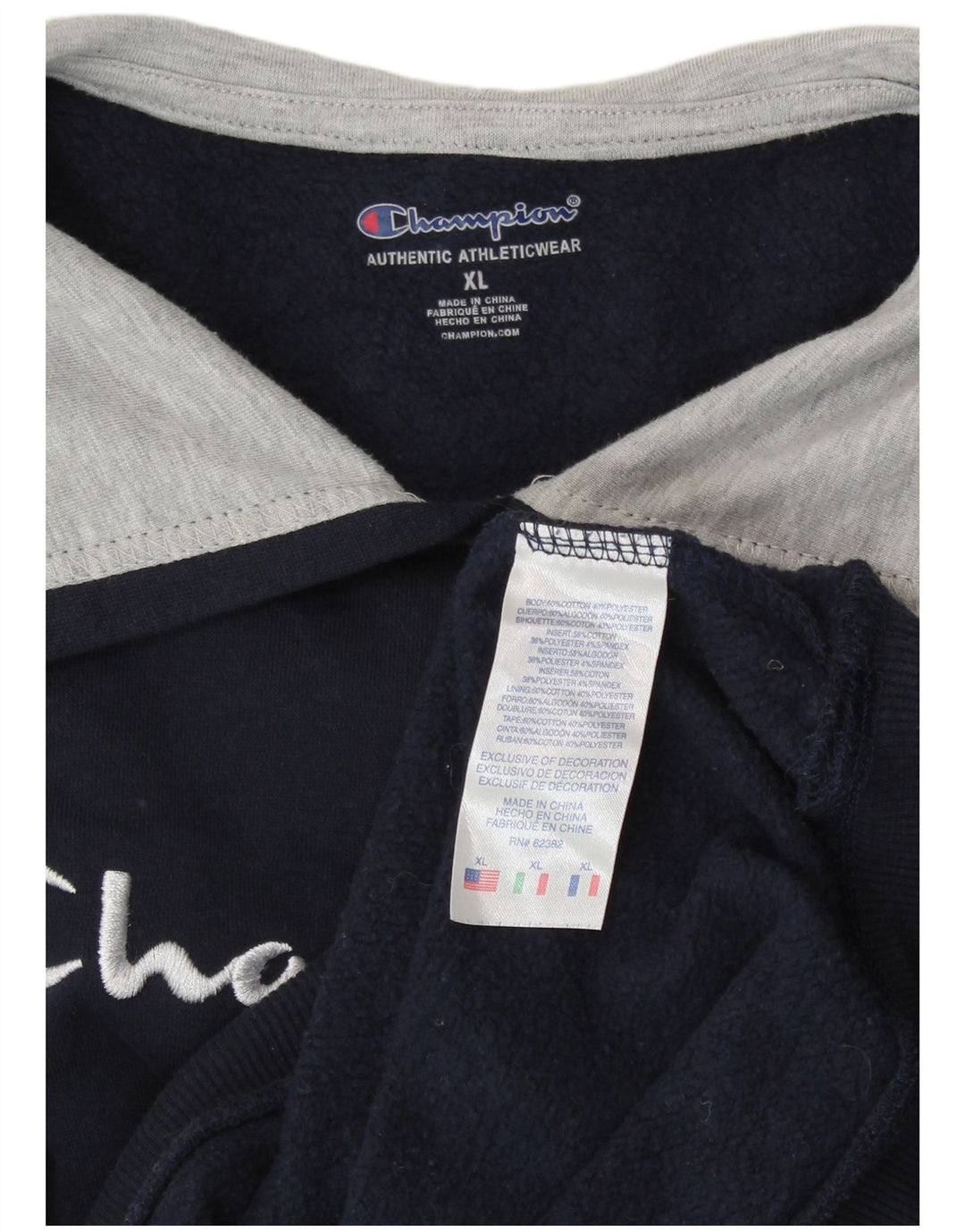 Maglione con cappuccio grafico da donna CHAMPION UK 18 XL Cotone blu navy