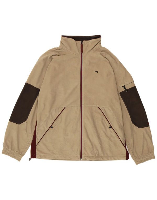 Giacca da ginnastica da uomo in velluto Diadora UK 48 2XL Beige Colourblock