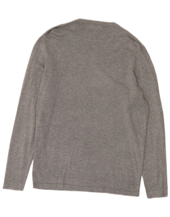 Maglione Zara da uomo con scollo a V grigio medio screziato