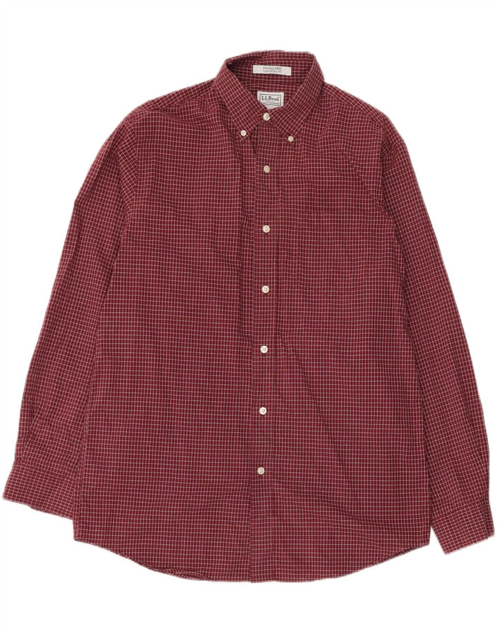 Camicia da uomo dal taglio tradizionale L.L.Bean, cotone a quadri bordeaux medio
